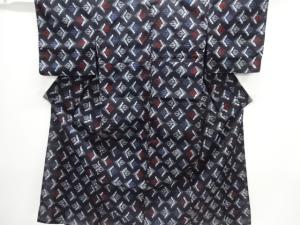 アンティーク　木綿本場久留米絣　抽象模様単衣着物